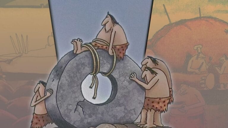 quadrinhos The Far Side com humor dos homens das cavernas