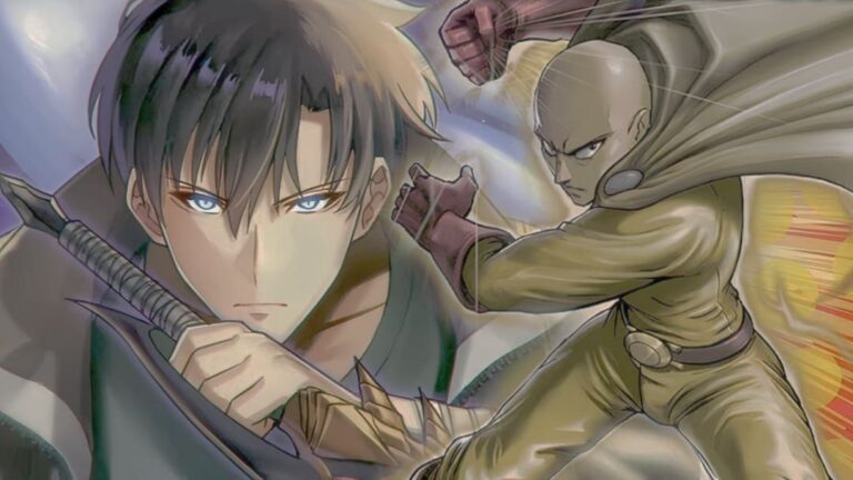 Sung Jinwoo de Solo Leveling enfrentando Saitama de One Punch Man