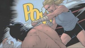 Canário Negro e Batman em combate