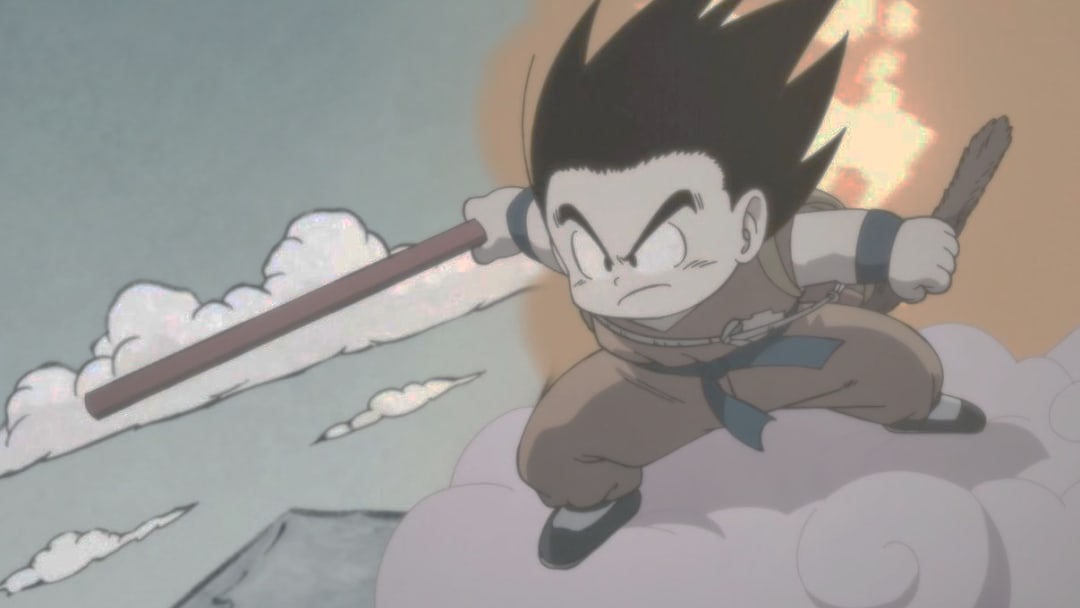 Ilustração rara de Goku com mochila escolar