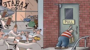 Quadrinhos sobre escola de The Far Side com humor e crítica à educação.