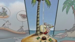 quadrinhos The Far Side com humor sobre ilhas