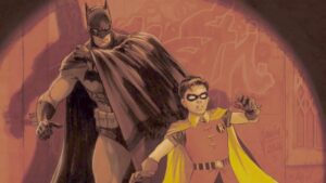 Batman e Robin redesign em Superman: Father of Tomorrow