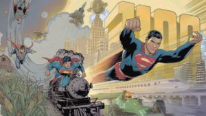 Superman 1100 e Action Comics na celebração de 1100 edições.