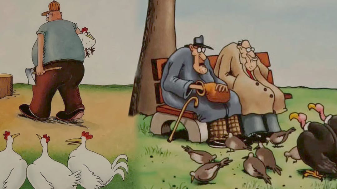 quadrinhos far side interações estranhas entre humanos e animais