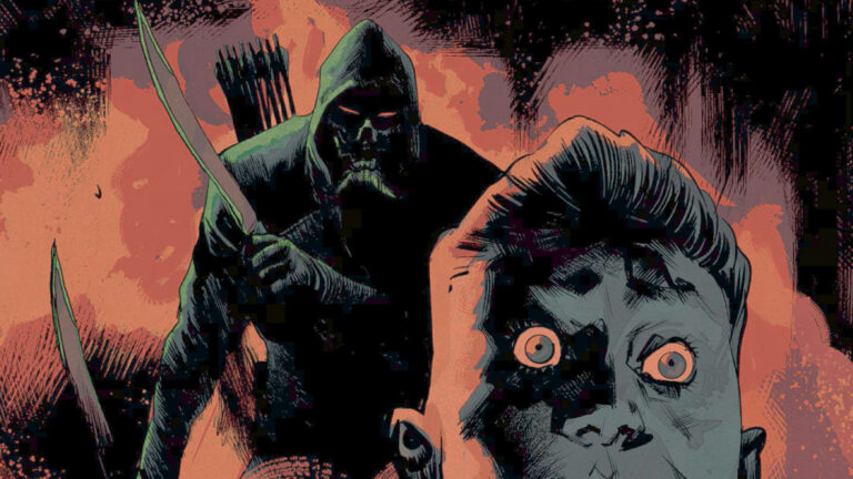 Capa do quadrinho Absolute Green Arrow com o Arqueiro Esmeralda em destaque.