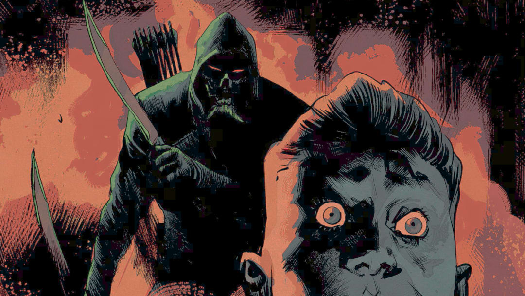 Capa do quadrinho Absolute Green Arrow com o Arqueiro Esmeralda em destaque.