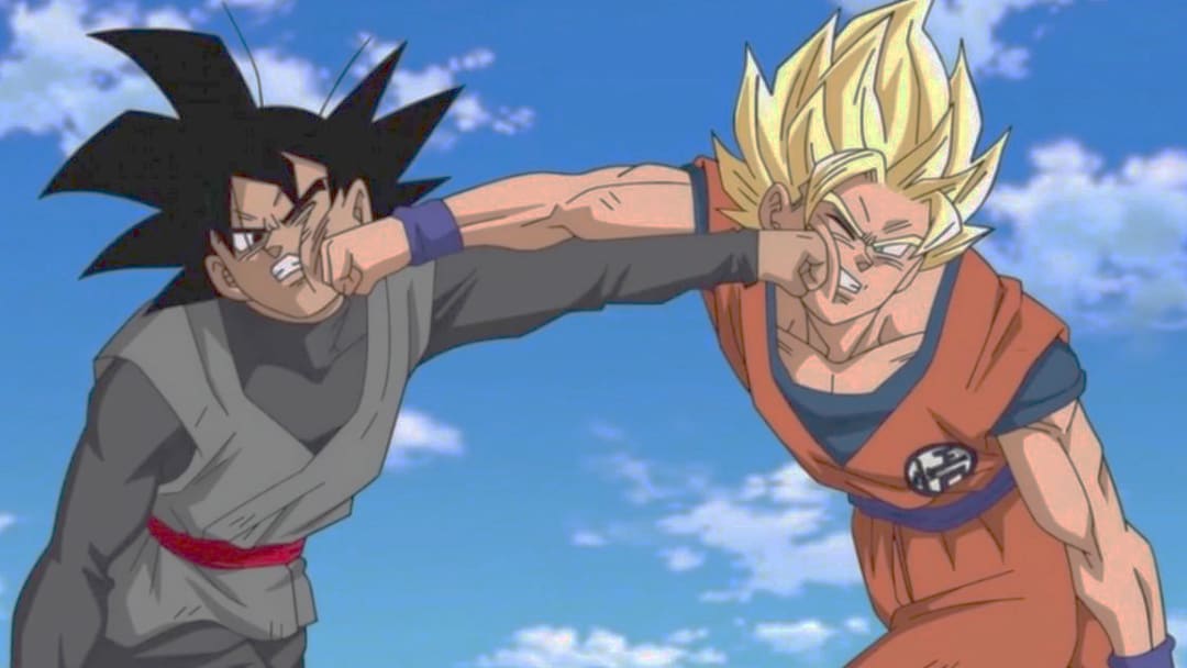Personagens de anime em combate corpo a corpo