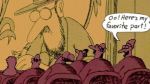 quadrinhos The Far Side sobre cinemas