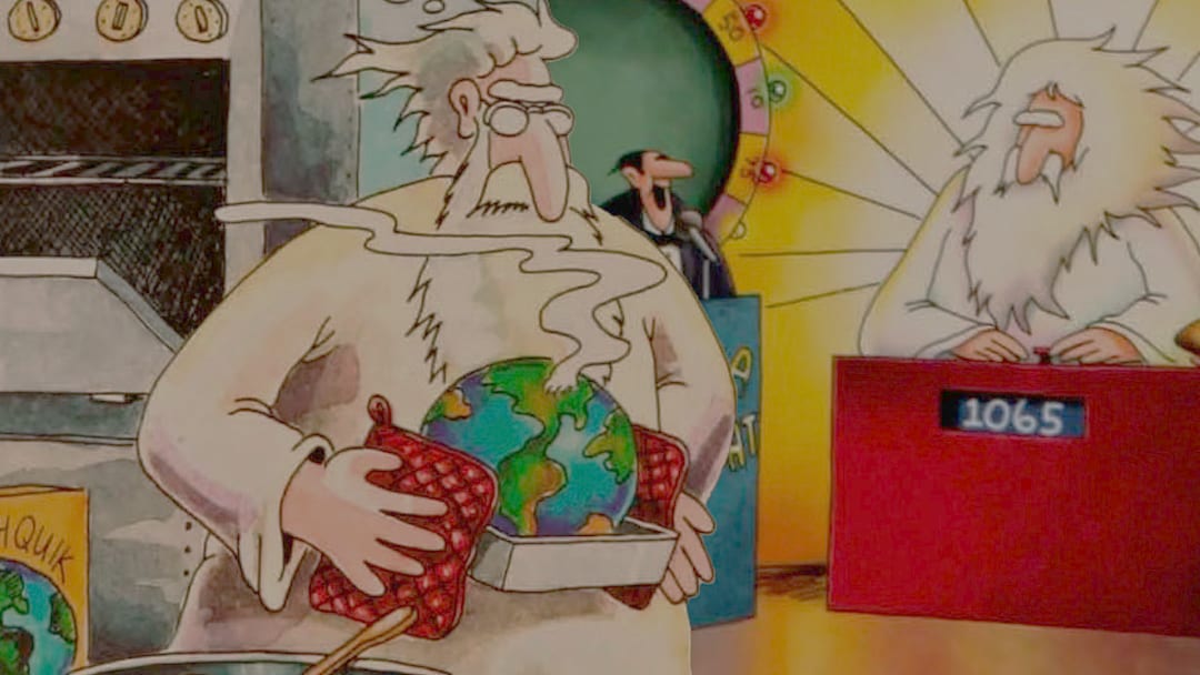 Quadrinhos de The Far Side com Deus