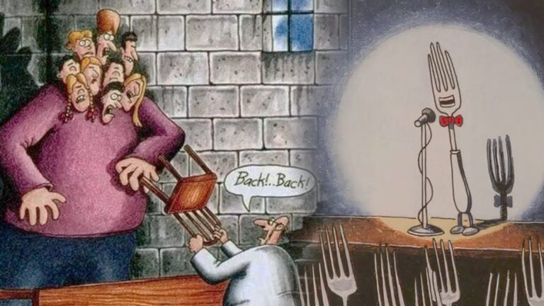 Quadrinhos de The Far Side com humor absurdo