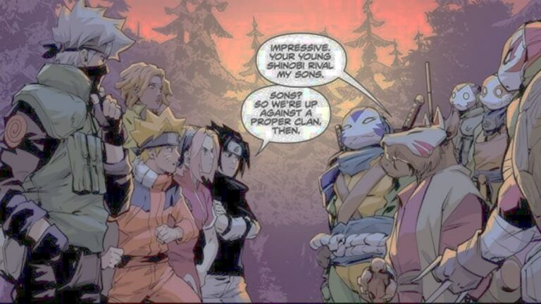 Teenage Mutant Ninja Turtles manga com crossover Naruto