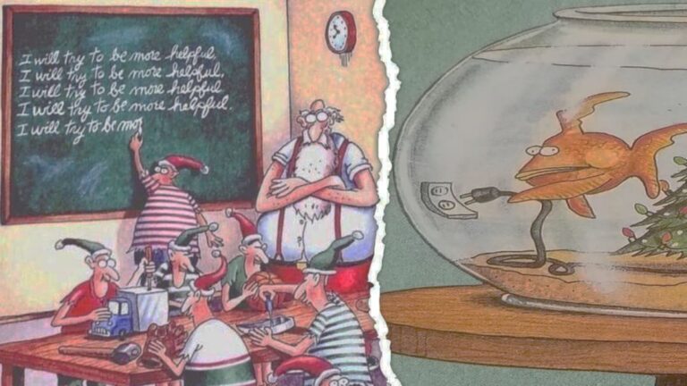 quadrinhos The Far Side com humor absurdo